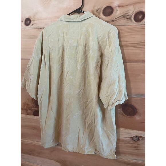 Jamaica Jaxx mens Button Down SILK shirt. Pineapple. palmtree. yellow.gold. XL - Picture 4 of 6